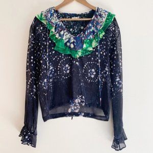 WARM NY Tie Dye Silk Blouse Women's 0